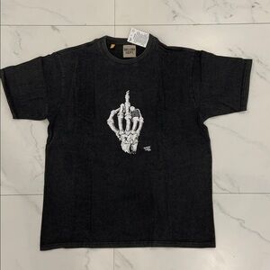 Gallery Dept Bones Middle Finger Fashion Victim 1993 Vintage Black T-Shirt Large